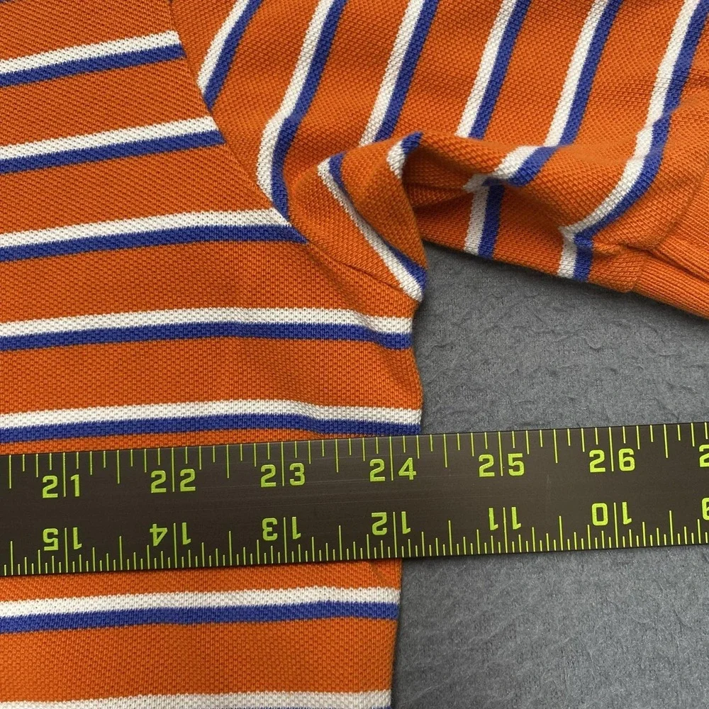 Polo Ralph Lauren Polo Shirt Mens XL Orange Stripe 100% Cotton Pony Logo